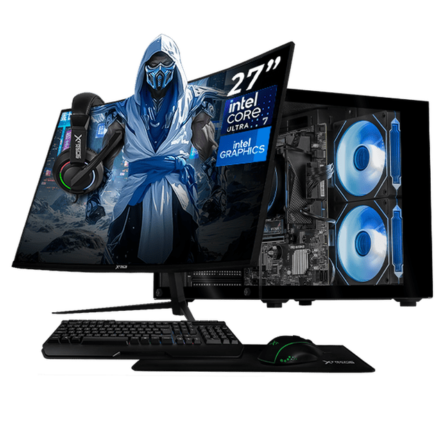 Computadora Escritorio Completa Xtreme PC Gaming Intel Core Ultra 7 265 16GB DDR5 SSD 1TB WIFI Monitor Curvo 27 100Hz Black juegos casuales, trabajo y estudio