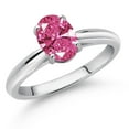 thumbnail image 2 of Gem Stone King 10K White Gold Pink Zirconia Solitaire Engagement Ring for Women (1.21 Cttw, Oval 8X6MM, Gemstone Birthstone, Available in Size 5, 6, 7, 8, 9), 2 of 4