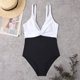 thumbnail image 5 of Traje de baño de mujer Bloque de color con cuello en V Conjuntos de bikini con hombros descubiertos Correas ajustables FLhrweasw Para estrenar, 5 of 8