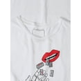 thumbnail image 3 of Ma Croix Womens Graphic Print Razor Blade Lips Lightweight T Shirt, 3 of 6