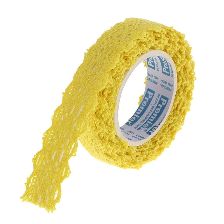 2yds Fabric Lace Washi Tape Self Adhesive Stick On Ribbon Shabby Cotton  yellow 