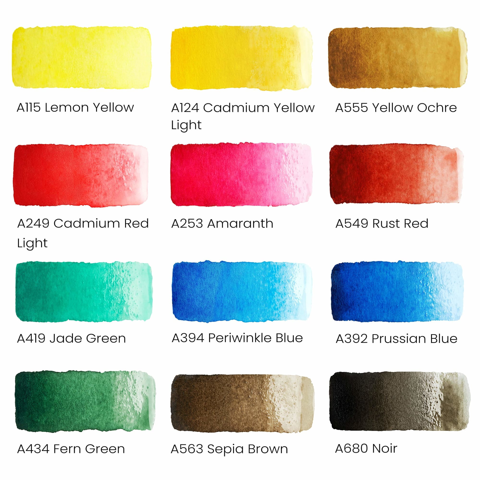 Arteza Watercolor Paint, Multicolor, Set of 12, Half Pans