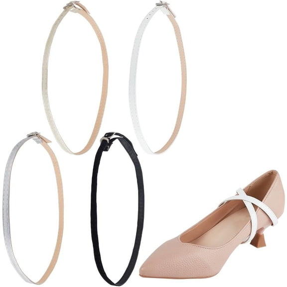 4 Pairs 4 Colors Shoe Straps Detachable Heels Straps Fixed Extender Heels Straps Anti Slip Adjustable Ankle Heel Straps for DIY Leather Shoes Holding Loose High Heel Shoes