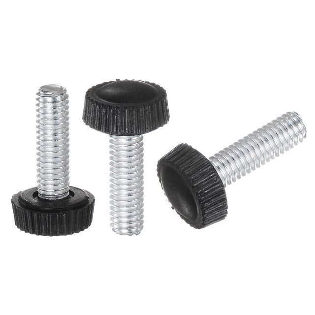 Unique Bargains 30 Packs M6 x 20mm Filet Mâle Moleté Boutons Pouce Vis Boutons de Serrage Poignée Noir