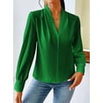 thumbnail image 6 of Work Blouses for Women Long Sleeve Blouses Business Spring Top Womens V Neck Office Shirts Green S, 6 of 9