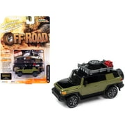 2007 Toyota FJ Cruiser "Furlough the Four-High" Olive Green w/Black and Roof Rack 1/64 Diecast Model Car by Johnny Lightning