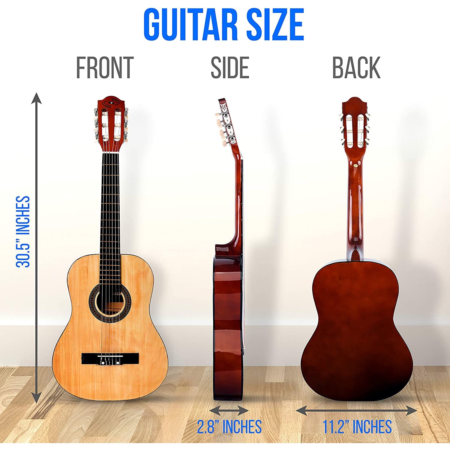 Pyle Junior Scale 6 String Beginner Classic Acoustic Guitar with Accessories