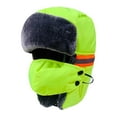 thumbnail image 3 of KLKCMS Russian Hat Reflective Skiing Cap Motorcycle Snowboarding Winter Trapper Hat Green, 3 of 9