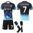 thumbnail image 1 of 2025-2026 Liverpool Special Anniversary Edition Blue Football Shirt with Socks No.7 LUIS DIAZ, 1 of 2