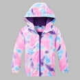 thumbnail image 4 of XXWXYD Girls Windproof Rain Jacket Soft𝖲hell Hooded Coat with Tie Dye Print 𝖶aterproof Hiking Outerwear Functional Lightweight Jacket for Outdoor Activities, 4 of 5
