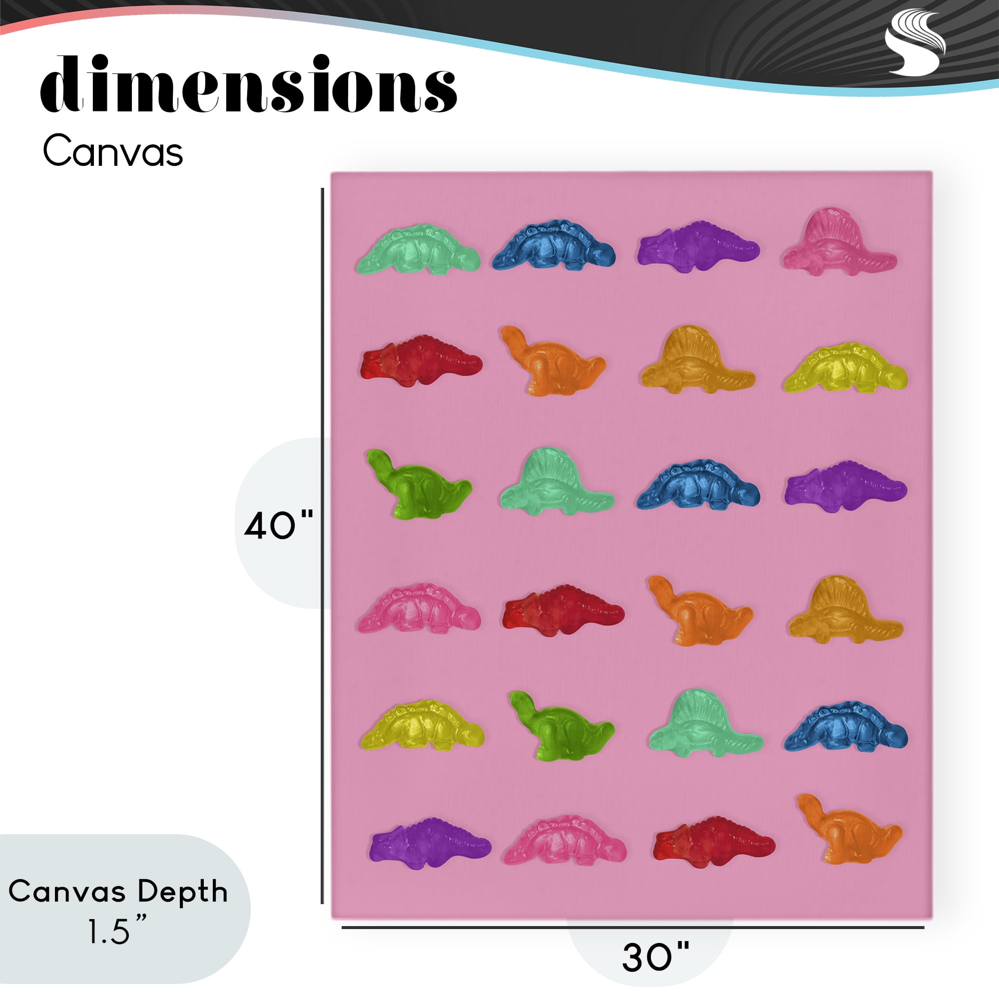 Stupell Industries Dinosaur Gummies on Pink Canvas Wall Art, design by LISH Creative