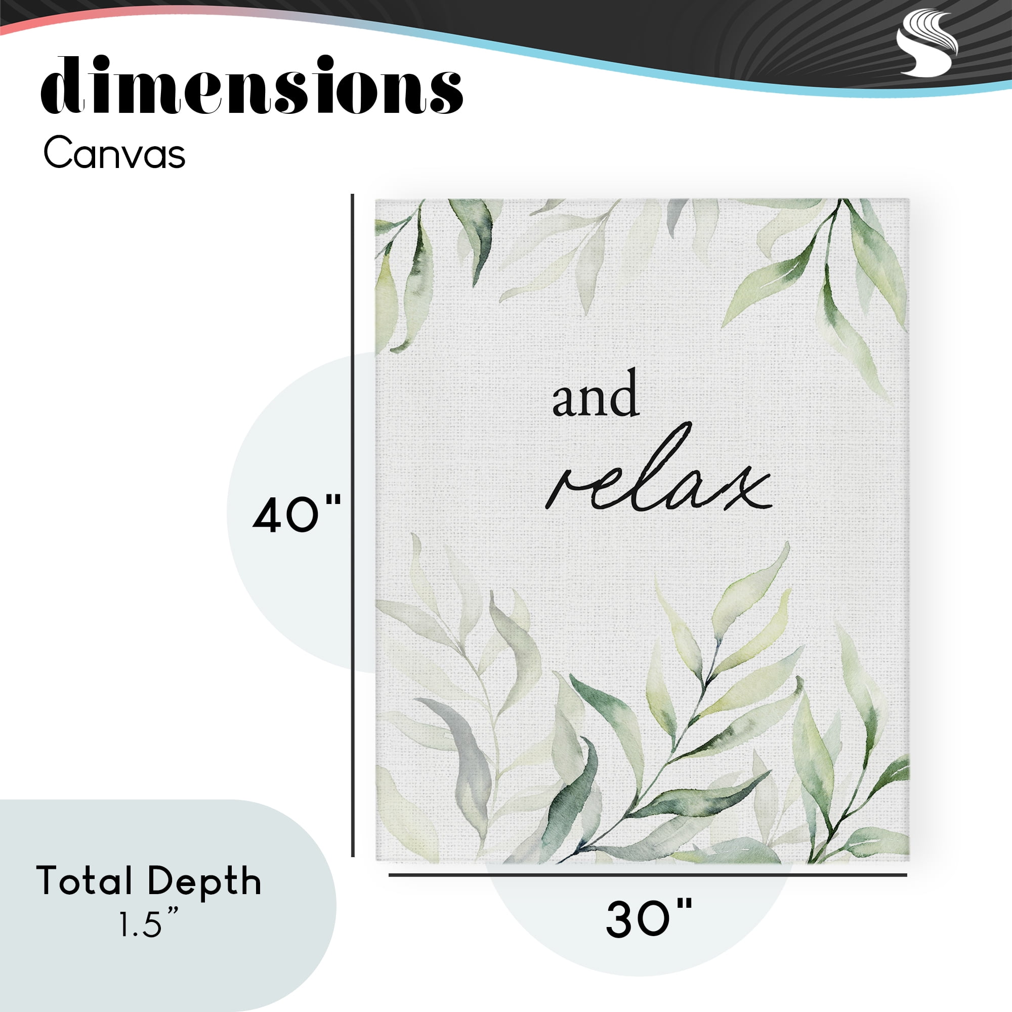 And Relax Soothing Greenery Canvas Wall Art, design by Lettered and Lined