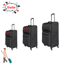 Tcbosik 3-Piece Softside Expandable Luggage Set with TSA Lock and Spinner Wheels, Lightweight Travel Suitcase, 20/24/28 inch, Black