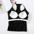 thumbnail image 6 of Fanxing Built in Bra Tank Tops for Women Spaghetti Strap Workout Shelf Bra Camisole Tops Racerback Padded Solid Sports Under Clothes Black,XL, 6 of 7