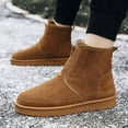 thumbnail image 2 of XDDST Wide Boots for Men Fashion Winter Men Snow Boots Round Toe Flat Bottom Non Slip Water-Proof Zipper Suede Plush for Warm and Comfortable Winter Ankle Boots, 2 of 8