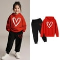 thumbnail image 3 of Kids Boys Girls Sweatsuit Set,2 Piece Long Sleeve Red Hoodie and Active Jogger Pants Winter Clothes Girls Clothing Size 5-6 Years Cute&nbsp;Boys Girls&nbsp;Clothing, 3 of 6