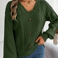 thumbnail image 2 of Ashirexll Pullover Sweaters for Women Winter Sweaters Fashion Casual Button Long Sleeve V-Neck Keeping Warm Outing Knit Sweater, 2 of 7