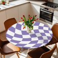 thumbnail image 2 of Purple and White Elastic Fitted Round Table Cover Aesthetic Modern Abstract Waterproof Outdoor Tablecloth for Holiday Party, Picnic, Patio & Dining Fits Tables Up to 36"-44", 2 of 8