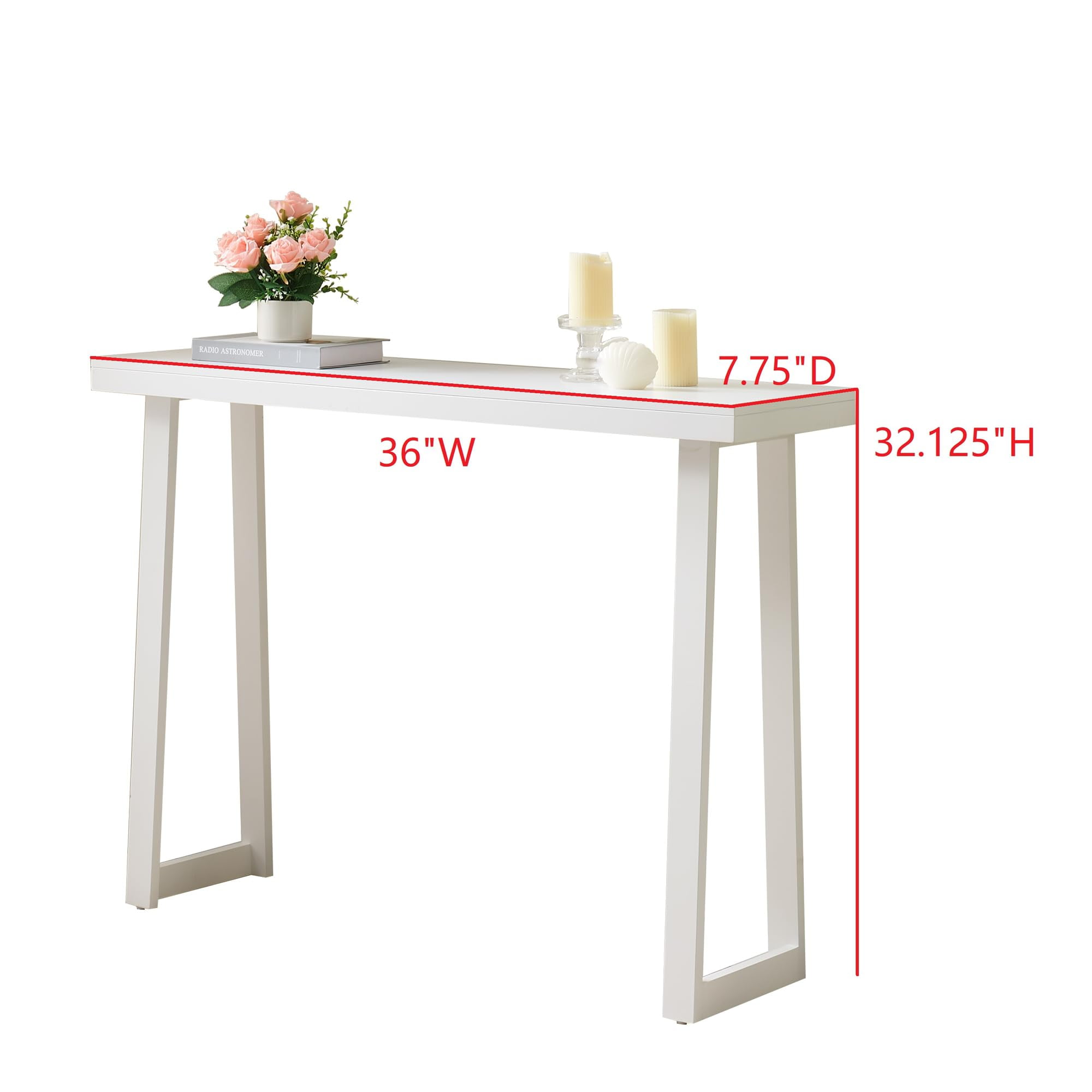 Kings Brand Furniture Claude 36-Inch Console Entryway Table, Narrow Sofa Table for Behind Couch, Hallway, Bedroom, Living Room, Foyer, White