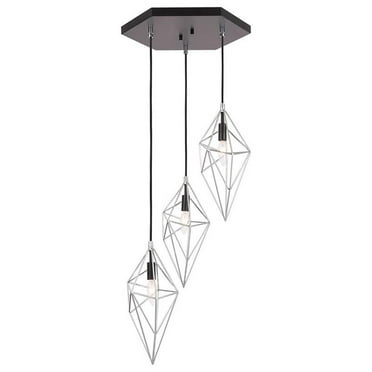 Woodbridge Lighting Lanning 3-Light Metal Cluster Pendant in Chrome/Black