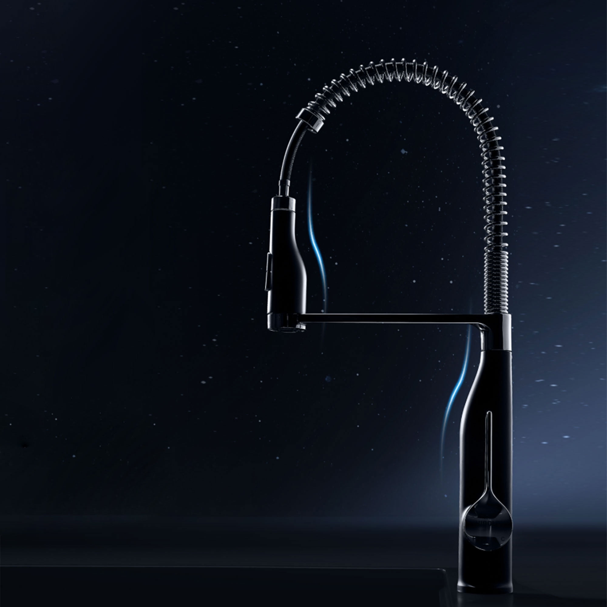 HIGOLD BN3.0 Pull Down Kitchen Faucet with Spring Neck Design, Stainless Steel and Matte Black Finished