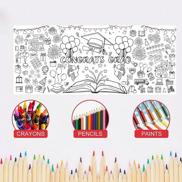 EGNMCR Graduation Season Coloring Poster Children Graffiti Background Wall Decoration Disposable Waterproof Coloring Tablecloth School DIY Activities Paper coloring poster