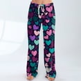 thumbnail image 6 of Womens Heart Print Pajama Pants Valentine Sleepwear Pants Loose Wide Leg Lounge Pants High Waisted Comfortable Pajamas for Relaxing Dark Purple XL, 6 of 8