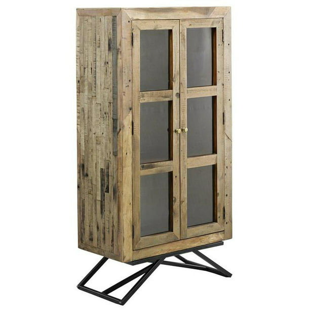 70 Tall Reclaimed Glass Door Bookcase, Reclaimed Wood Bookcase With Glass Doors