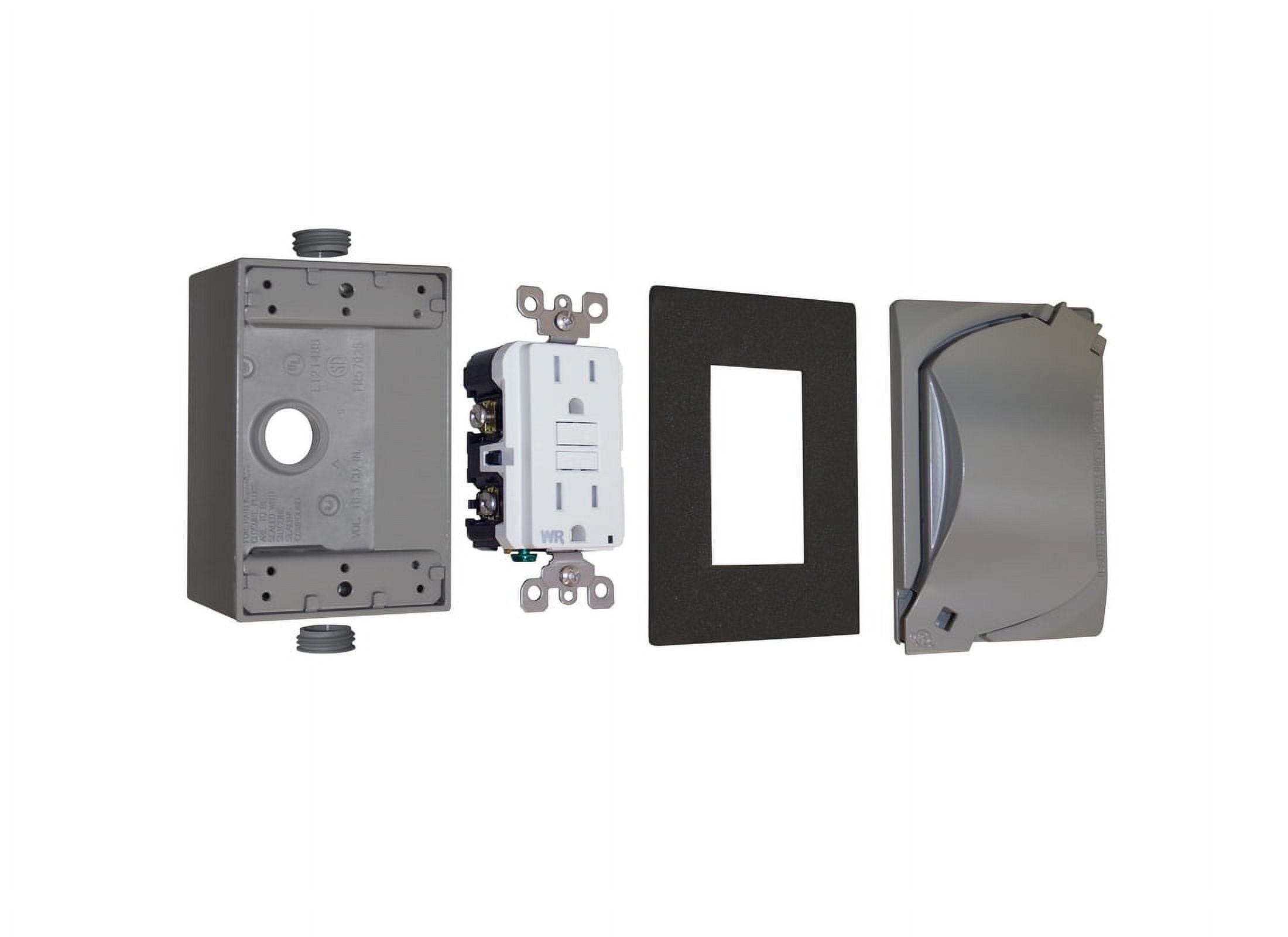 Sigma Electric 16449 Weatherproof Rectangular GFCI Outlet Kit, Gray
