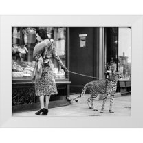 Anonymous 14x12 White Modern Wood Framed Museum Art Print Titled - Elegant Woman with Cheetah