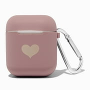 Claire's Mauve Heart Silicone Earbud Case Cover - Compatible with Apple AirPods®