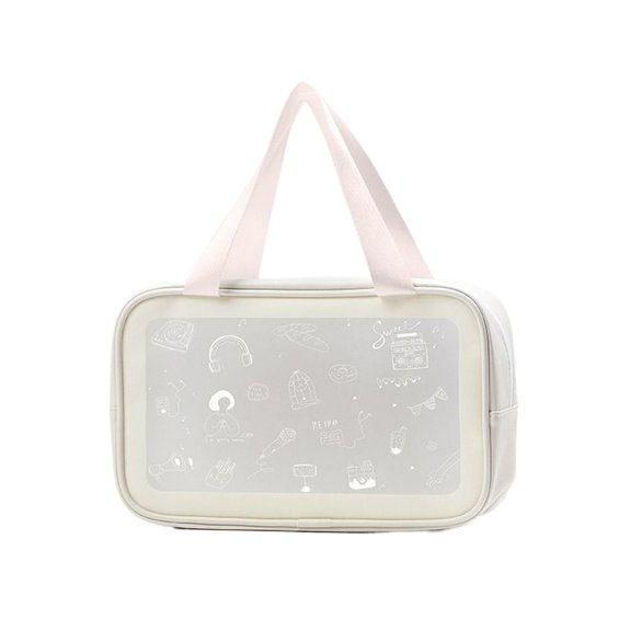 Personality Simple Travel Translucent Matte Female Outdoor Toiletry Bag Storage Bag Makeup Case Cartoon Cosmetic Bag Bath Storage L 4