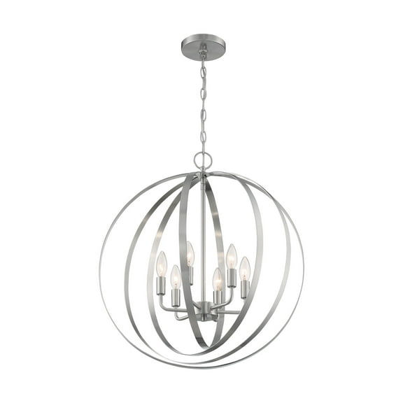 60/7048 Nuvo Lighting Pendleton-6 Light Pendant in Glam Style-22 Inches Wide by 24.38 Inches High-Brushed Nickel Finish    -Traditional Installation