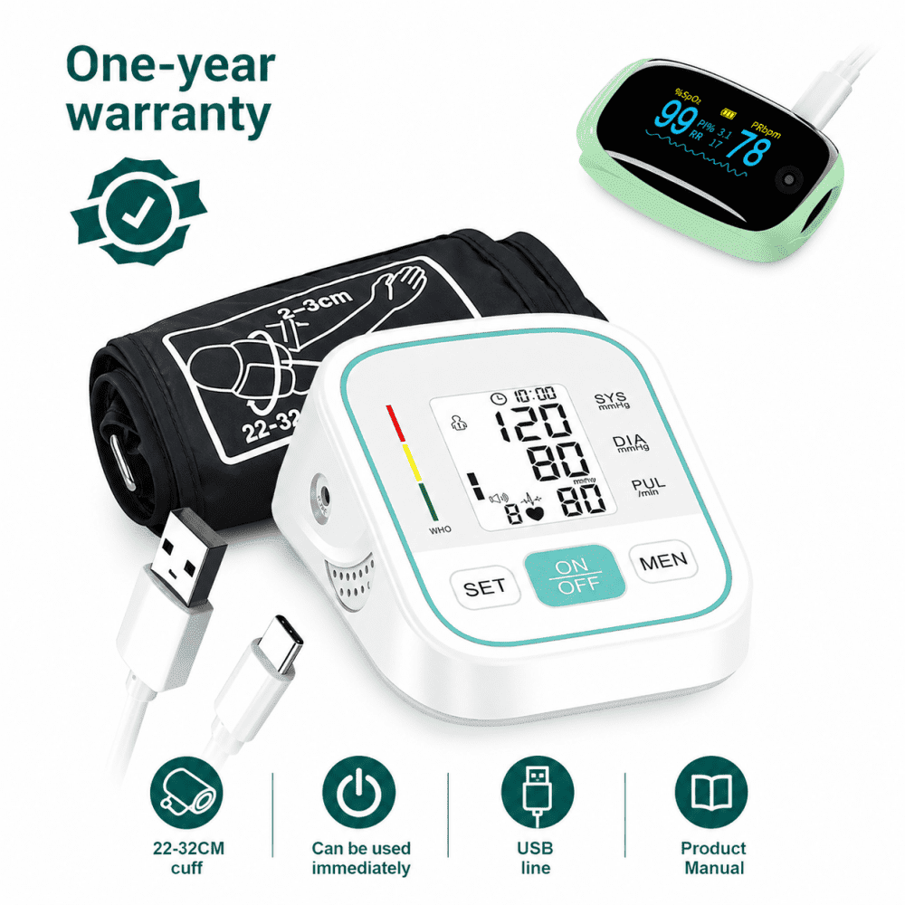 Digital Automatic Wrist Blood Pressure Monitor, Compact & Easy to Use, Ergonomic Design for Home & Travel