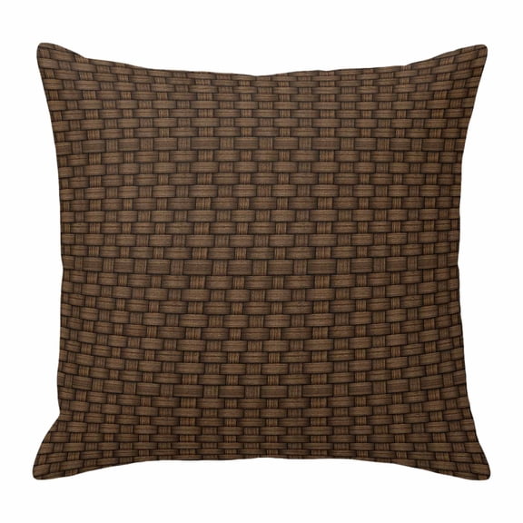 Throw Pillow Covers 24 x 24 Inch, Dark Brown Rattan Cotton Linen Pillows Cases, Vintage Abstract Wicker Texture Square Cushion Covers for Couch Sofa Bed