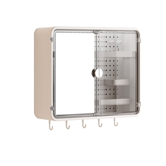 Bathroom Wall Mounted Storage Cabinet With Doubles Doors And Pegboard Multifunctional Organizer For Vanity And Shower