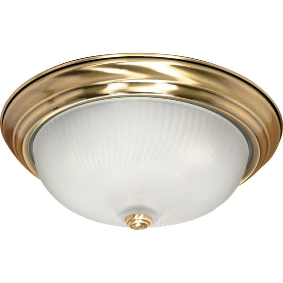 Nuvo Lighting 60239 - 3 Light (Medium Screw Base) 15.25" Flush Mount Antique Brass Finish with Frosted Swirl Glass Ceiling Light Fixture (60-239)