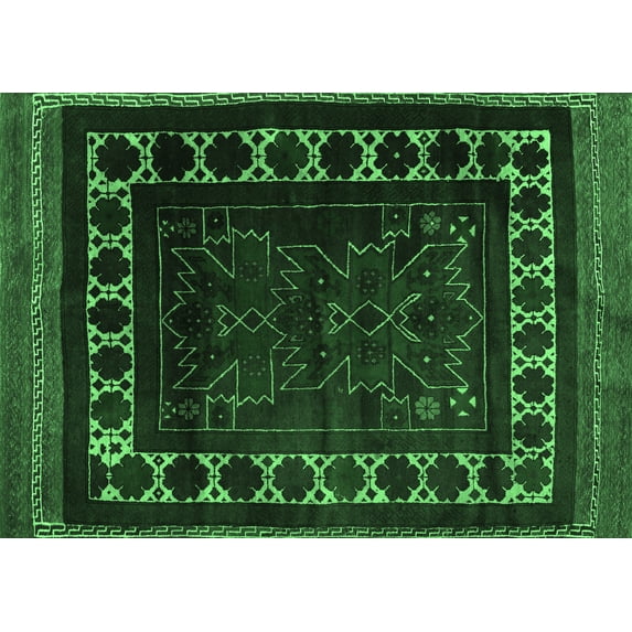Ahgly Company Indoor Rectangle Persian Emerald Green Traditional Area Rugs, 3' x 5'