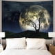 thumbnail image 2 of Tapiz para colgar en la pared con silueta de árbol de luna llena, cielo nocturno, 2 of 3