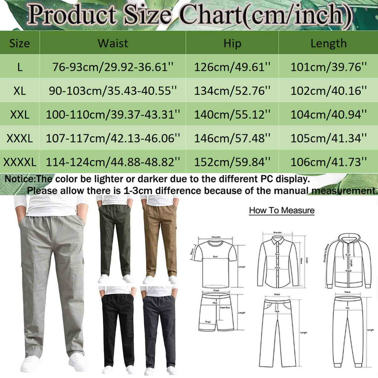 PMUYBHF Black Cargo Pants Men Big and Tall 52 Men's Mid-Waist Zip Cargo  Pants Relaxed fit Solid Cargo Trousers with Multi-Pocket 34 Slim fit Jeans  for