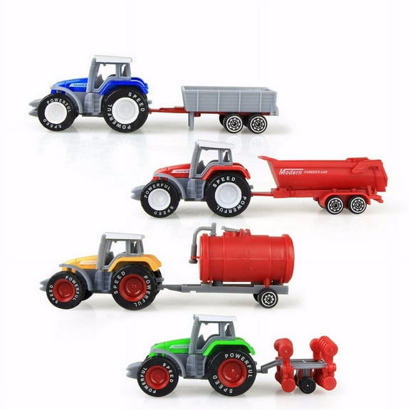 Fridja Farm Trailer Toys, 4 Tractor Heads Farm Toy Tractor Transportation, 4 Tractor Equipment Vehicles, Replacement Of Children Boys And Girls 3