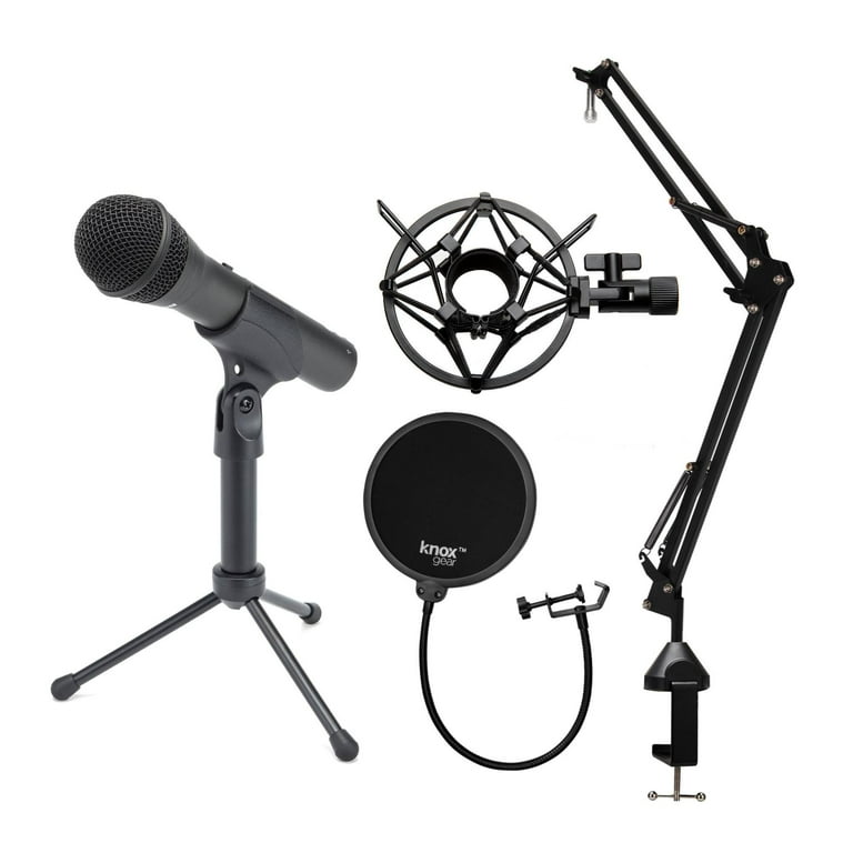 Samson Handheld USB Microphone w Knox Gear Boom Arm Shock Mount Pop Filter