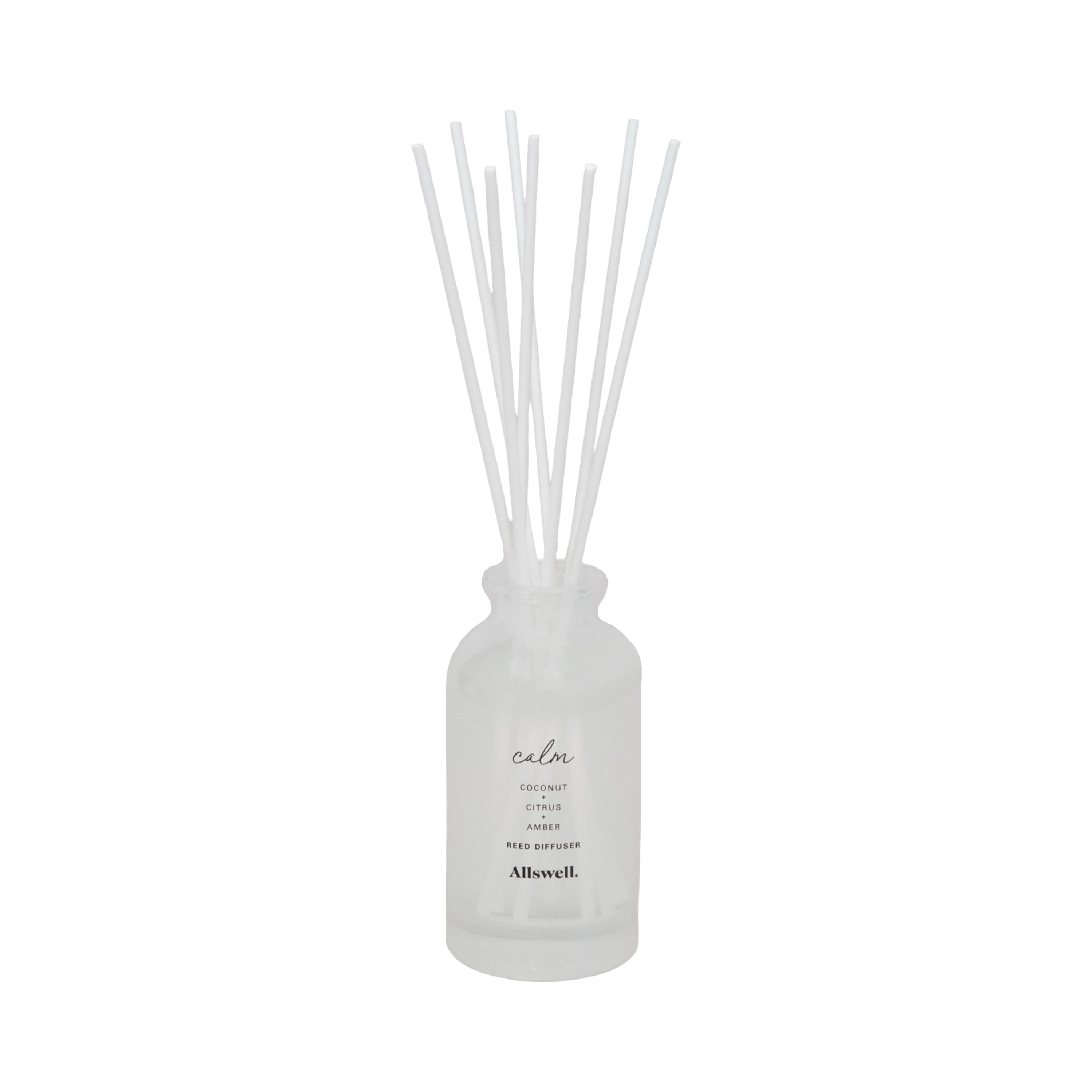 Allswell Calm Scented Reed Diffuser, Coconut + Citrus + Amber, 3 fl oz (90 mL), 8 Synthetic Reeds