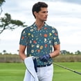 thumbnail image 3 of Fotbe Sports Ball Pattern Men’s Golf Polo Shirt – Breathable Performance Golf Shirt with Button-Down Collar-3X-Large, 3 of 6