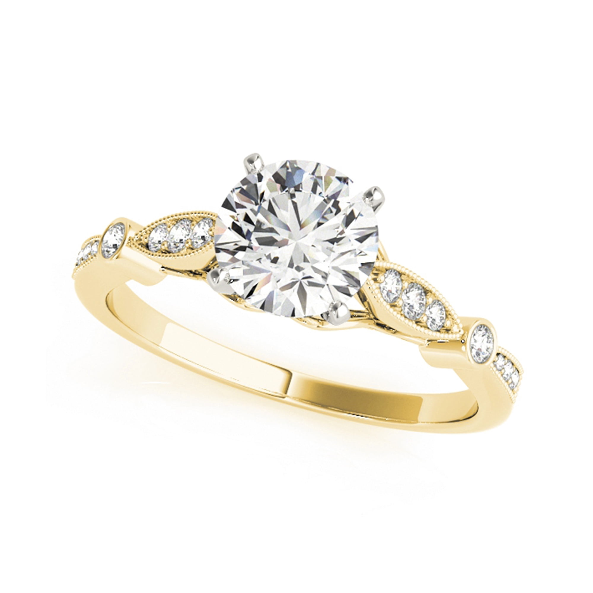 Arista 2 cts Round Swarovski Diamond Solitaire & Contoure Bridal Set in Yellow Plated Sterling Silver