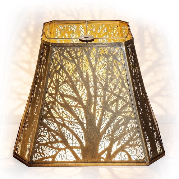 SWAIFDEE Metal Lamp Shade, Rectangular Bell, Large, Antique Bronze & Gold, Spider Fitter, 7x9" Top, 10.25x16" Bottom, 12.25" High