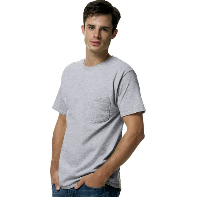 Hanes T-Shirt à Poche pour Hommes Sans Étiquette, 2TG, Acier Clair