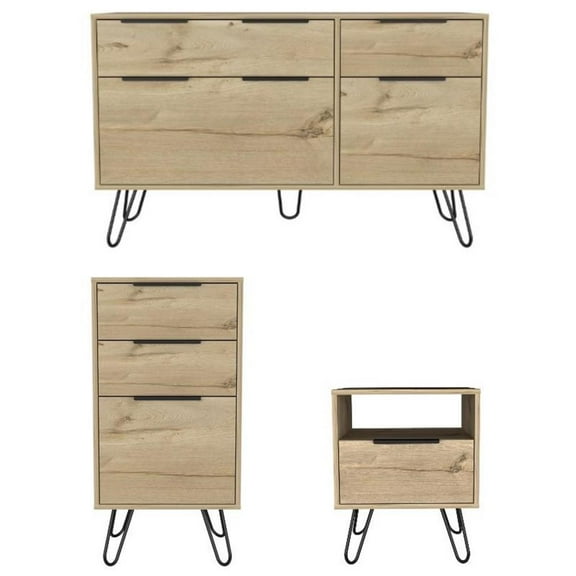 Home Square 3-Piece Set with 3 Drawers Dresser & 4 Drawers Dresser & Nightstand