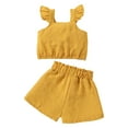 thumbnail image 5 of XZNPDUCQ Toddler Girls Summer Outfit Short Sleeve T-Shirt Tops Elastic Waist Shorts Set Cartoon Print 2PCS Set For 6 12 18 24 Months 2T 3T 4T 5T Dailywear Yellow，12-18 Months, 5 of 7