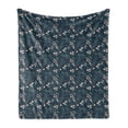 thumbnail image 1 of Floral Soft Flannel Fleece Throw Blanket, Botanical Concept Illustration of Flowers and Herbs, Cozy Plush for Indoor and Outdoor Use, 70" x 90", Petrol Blue Peach, by Ambesonne, 1 of 5